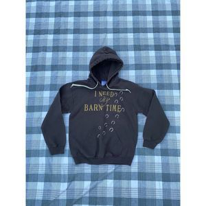 Stirrups Equestrian I Need My Barn Time Brown Hoodie Size Small Horseback Riding